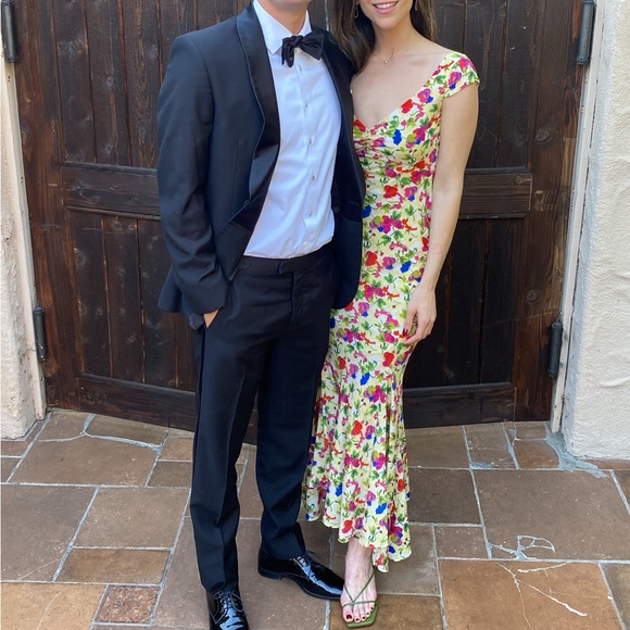 Saloni YELLOW FLORAL DRESS SIZE US2 - Picture 5 of 5